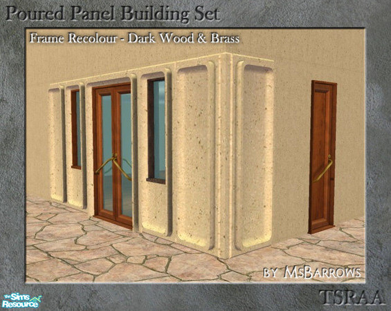 Sims 2 — Poured Panel Frame Recolours - Dark Wood by MsBarrows — Frame recolour in dark wood with brass handles/locks.