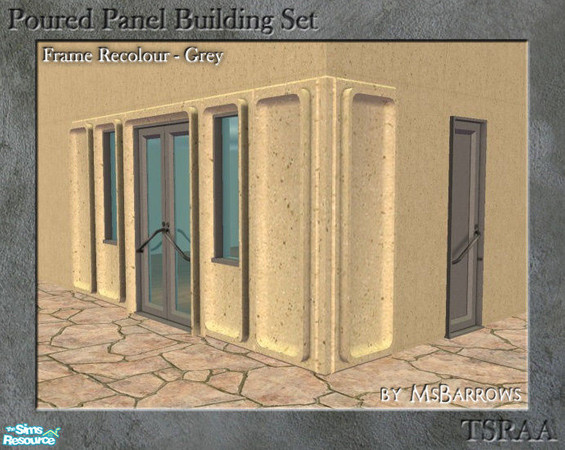 Sims 2 — Poured Panel Frame Recolours - Grey by MsBarrows — Frame recolour in grey with black handles/locks.
