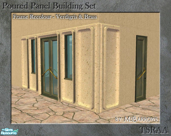 Sims 2 — Poured Panel Frame Recolours - Verdigris by MsBarrows — Frame recolour in verdigris with brass handles/locks.