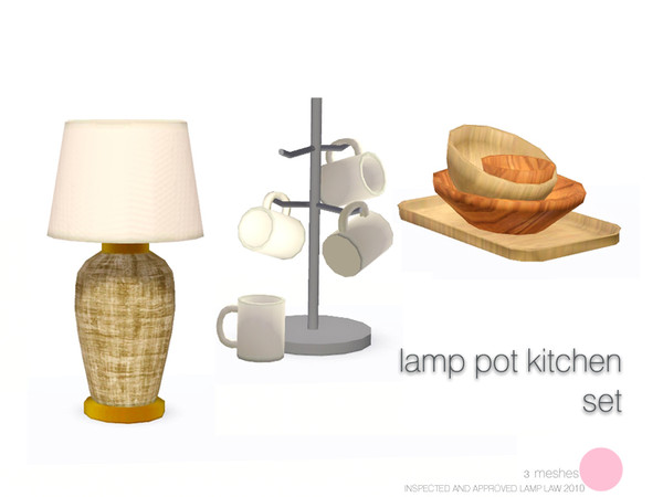 Sims 3 — Lamp Pot Kitchen Set by DOT — Lamp Pot Kitchen Set 3 Meshes Mug Tree Lamp Pot and Baskets Sims 3 Lamps by DOT of