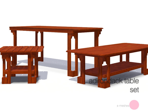 Sims 3 — Adirondack Table Set by DOT — Adirondack Table Set 3 Meshes Dining Coffee Long and Short Sims 3 by DOT of The