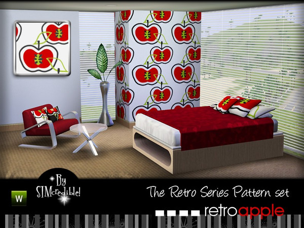 Sims 3 — SIMcredible Retro Apple Pattern by SIMcredible! — This pattern has 4 recolorable channels and is part of the