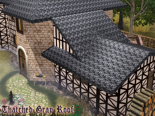 Sims 3 — Thatched Gray Roof by TSR Archive — By Pralinesims
