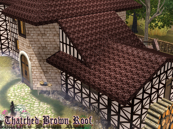 Sims 3 — Thatched Brown Roof by TSR Archive — By Pralinesims
