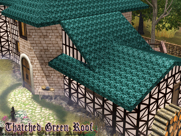 Sims 3 — Thatched Green Roof by TSR Archive — By Pralinesims
