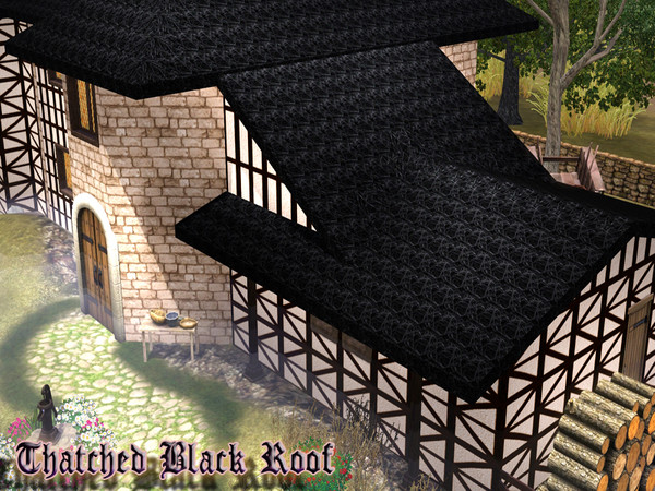 Sims 3 — Thatched Black Roof  by TSR Archive — By Pralinesims