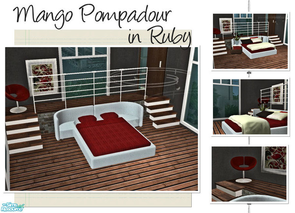 Sims 2 — Mango Pompadour in Ruby - Bedframe by ~Monica~ — Mesh on p.4 of Chambres. Enjoy ;)