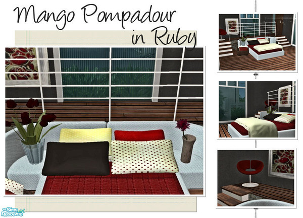 Sims 2 — Mango Pompadour in Ruby - Pillows by ~Monica~ — Enjoy ;)
