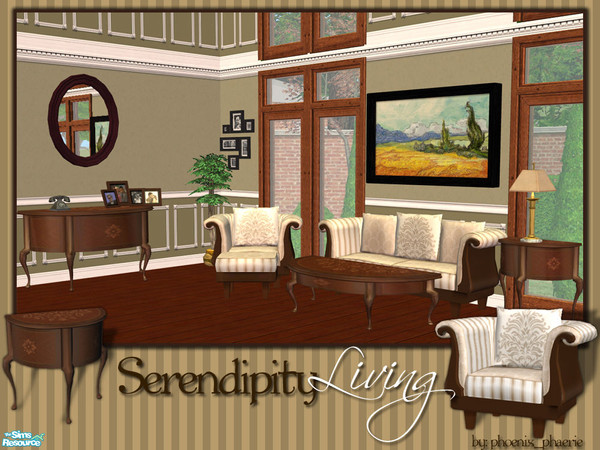 Sims 2 — Serendipity Living by phoenix_phaerie — A traditional style living room set. 