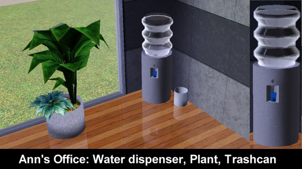 Sims 3 — Ann's Office 3 by magicdawn — Anns Office 3: Water dispenser, Plant, Trashcan. The water dispenser is only a