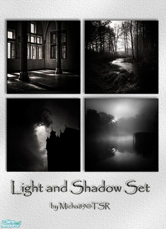 Sims 2 — Light and Shadow Set by micha89 — set of 4 black & white photographs(by Adam Wicinski; they can be found
