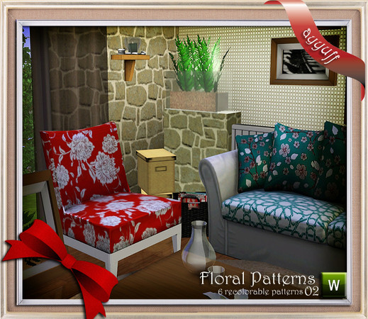 Sims 3 — Floral Pattern SetII by ayyuff — 6 floral recolorable patterns...