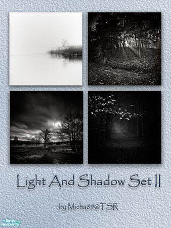 Sims 2 — Light and Shadow Set II by micha89 — set of 4 black & white photographs(by Adam Wicinski; they can be found