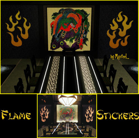 Sims 3 — Flame Wall Stickers Set by murfeel — These wall stickers are direct copies of the ones used in the Quentin