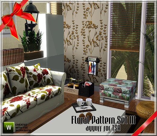 Sims 3 — Floral Pattern SetIII by ayyuff — 6 floral recolorable patterns...