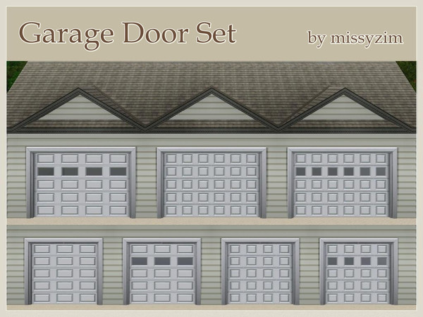 Sims 3 — Garage Door Set by missyzim — Seven new versions of the EA Closure Garage Door. These doors have all the same