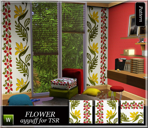Sims 3 — Flower by ayyuff — 3 floral patterns with 4 re-colorable palettes