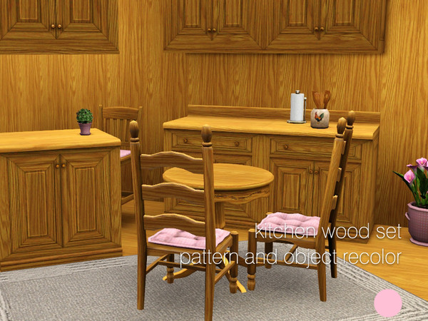 Sims 3 — Kitchen Wood Set by DOT — Kitchen Wood Set. Another Era Table, Babs Barstool, Cozinator Chair, Culture Counter,