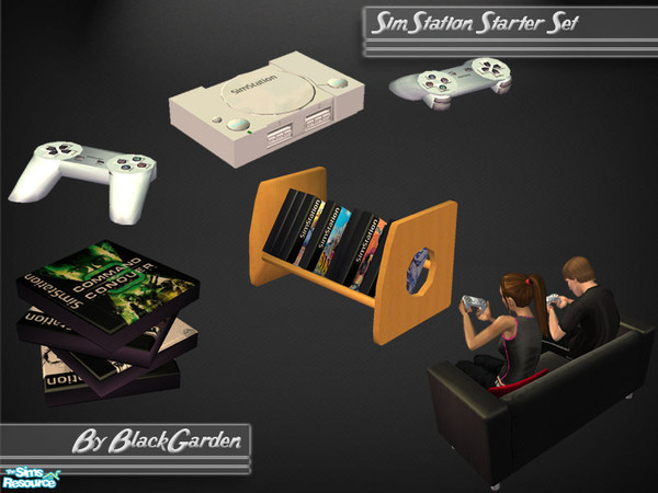Sims 2 — SimStation Starter Set by BlackGarden — A fully playable PlayStation 1 inspired console for your Sims. Includes
