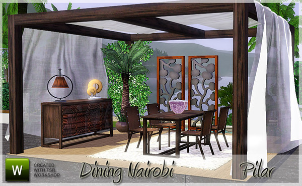 Sims 3 — Nairobi Dining by Pilar — Colonial-style dining, also in light wood
