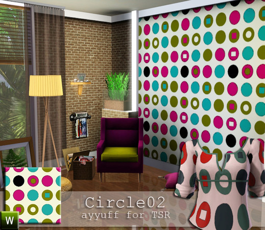 Sims 3 — Circle Pattern02 by ayyuff — pattern with 4 re-colorable palettes
