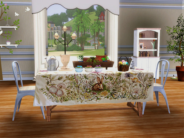 Sims 3 — Easterset 2011 by ShinoKCR — This set includes a Diningtable with Tablecloth, Diningchair, Candletree,