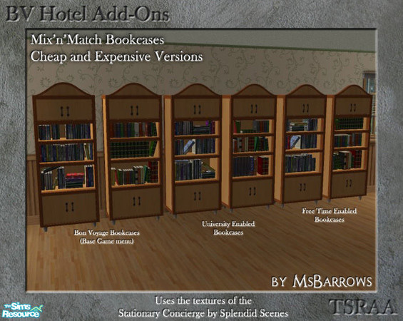 Sims 2 — BV Hotel Add-Ons - Bookcase Expensive FT by MsBarrows — A bookcase full of expensive books, Free Time enabled.