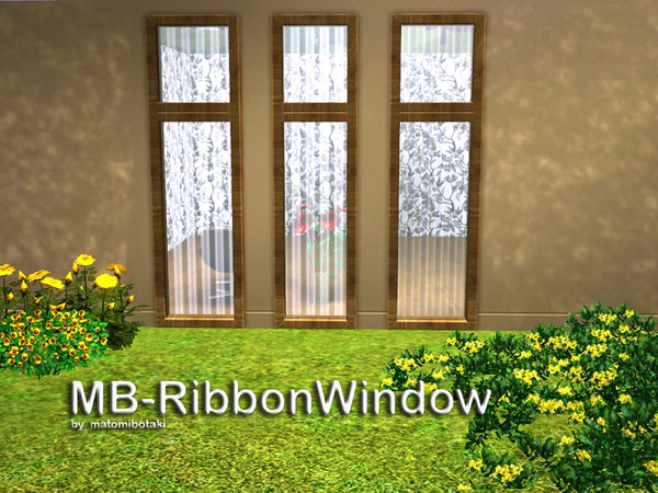 Sims 3 — MB-RibbonWindow by matomibotaki — MB-RibbonWindow by matomibotaki, 3 small high windows in one, new mesh.