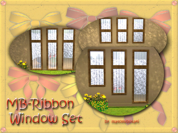 Sims 3 — MB-RibbonWindow Set by matomibotaki — A new set of 3 different windows for your buildings. Feel free to use them
