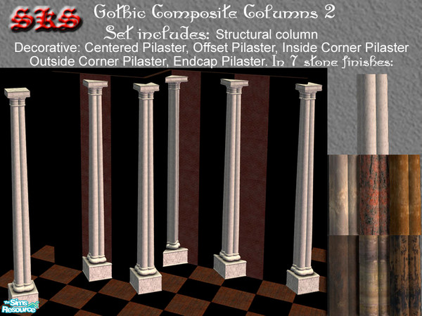 Sims 2 — Gothic Composite Column 2 Set by 71robert13 — A 2 story set with 1 structural column & 5 decorative