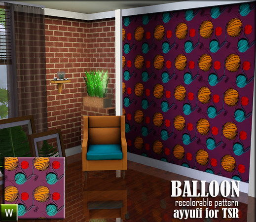 Sims 3 — Balloon by ayyuff — recolorable pattern 