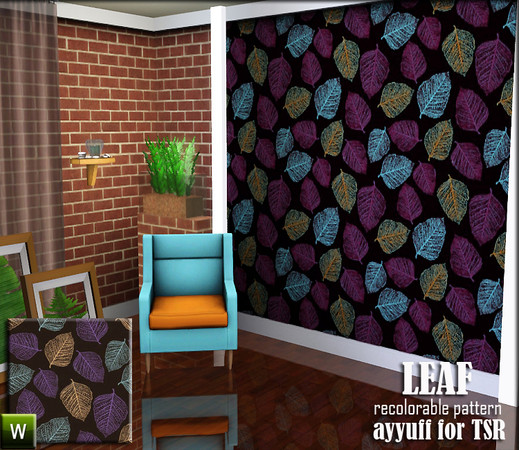 Sims 3 — Leaf  by ayyuff — recolorable pattern 