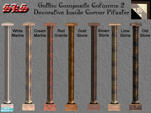 Sims 2 — Gothic Composite Column 2 Set - Inside Corner by 71robert13 — 2 story Gothic Composite Pilaster featuring doric