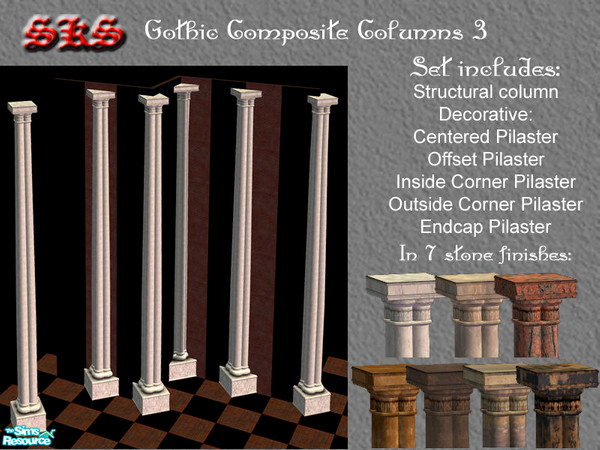 Sims 2 — Gothic Composite Column 3 Set by 71robert13 — A 3 story set with 1 structural column & 5 decorative