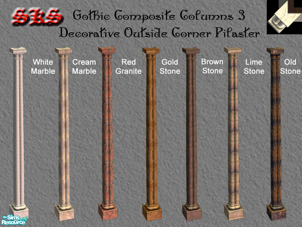 Sims 2 — Gothic Composite Column 3 Set - Outside Corner by 71robert13 — 3 story Gothic Composite Pilaster featuring doric