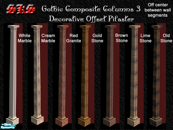 Sims 2 — Gothic Composite Column 3 Set - Offset Pilaster by 71robert13 — 3 story Gothic Composite Pilaster offset to fit
