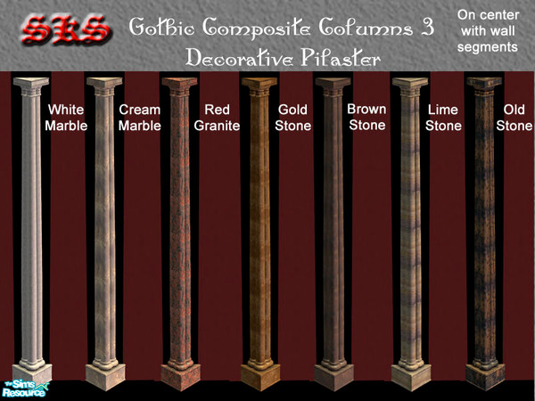 Sims 2 — Gothic Composite Column 3 Set - Standard Pilaster by 71robert13 — 3 story Gothic Composite Pilaster featuring
