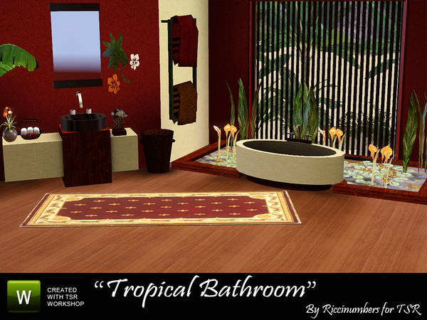 Sims 3 — Tropical Bathroom by TheNumbersWoman — Tropical Bathroom To complete the Summer feel......Pond operates and