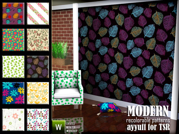 Sims 3 — Modern Patterns by ayyuff — 10 recolorable patterns