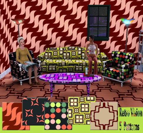 Sims 3 — Retro  Vision by allison731 — Set includes 5 patterns in retro style.This patterns can be good decor for