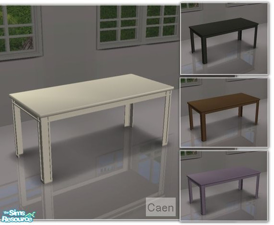 Sims 2 — Simple modern table Set by Caen2 — Modern table available in four colors: white, graphite, brown and purple.