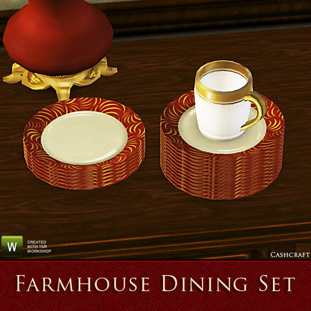 Sims 3 — Farmhouse Stackable Dinner Plates by Cashcraft — A stack of casual dining dinner plates. Plates have a slot and