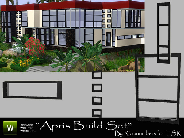 Sims 3 — Apris Build Set by TheNumbersWoman — A Small Set with Windows and a few build type items. A Pond with rocks and