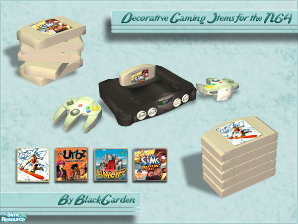 Sims 2 — N64 Decorative Items by BlackGarden — Decorative gaming items for the N64 (see recommended items). All meshes