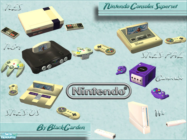 Sims 2 — Nintendo Consoles Superset by BlackGarden — All my Nintendo consoles in one place. From NES to Wii, you can now