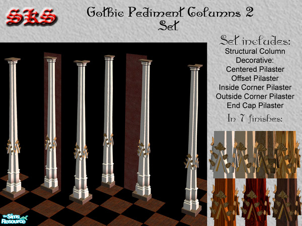 Sims 2 — Gothic Square Composite Columns-Pediment set 2 by 71robert13 — Based on columns from the Tomb of Philip the