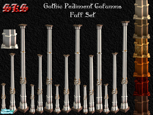 Sims 2 — Gothic Square Composite Column Master Set by 71robert13 — Master set Has 1, 2 & 3 story versions, each with