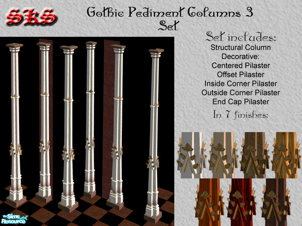 Sims 2 — Gothic Square Composite Column Pediment Set - 3 by 71robert13 — Based on columns from the Tomb of Philip the