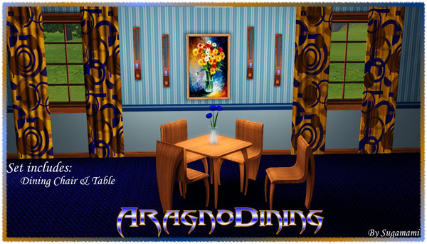 Sims 3 — AragnoDining by sugamami — A unique set for your simmies homes. This set includes table and chair. I hope you