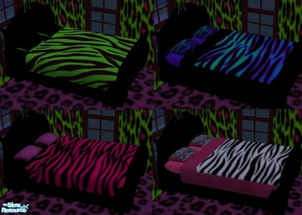 Sims 2 — 4 Leopard Print Beddings by staceylynmay2 — Four leopard print beddings, blue, green, pink and white. enjoy. CEP